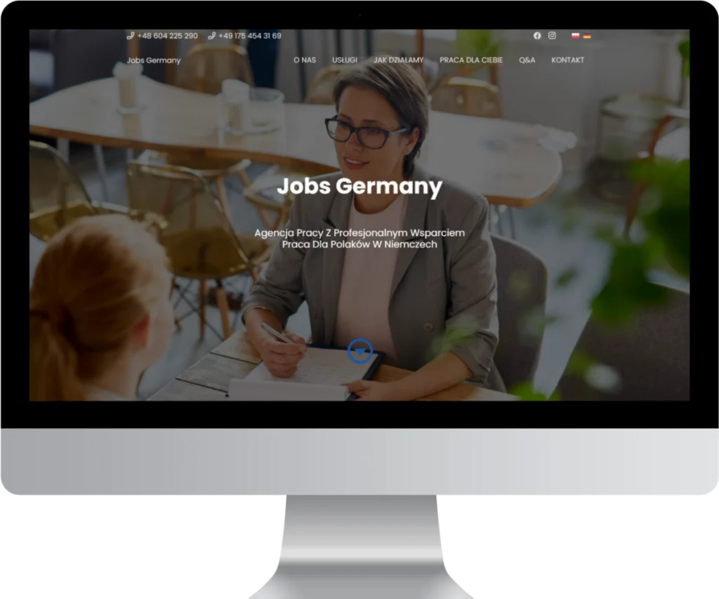 Profesjonalna strona internetowa JobsGermany - portfolio STRIEM